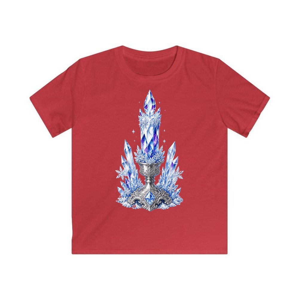 Ice Crystal Candle personalised kids Christmas tee in red