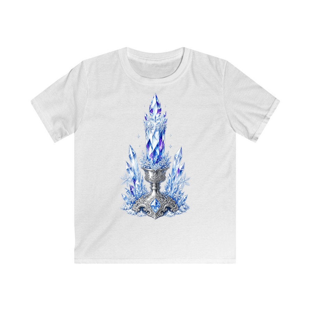 Ice Crystal Candle personalised kids Christmas tee in white