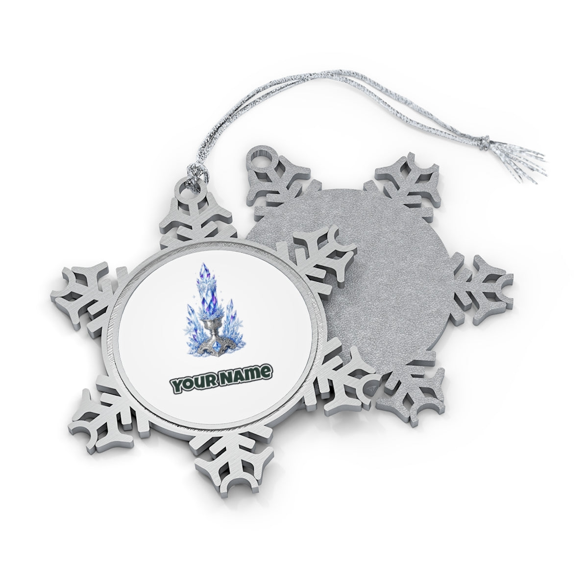 Ice Crystal Candle Personalised Pewter Christmas Ornament