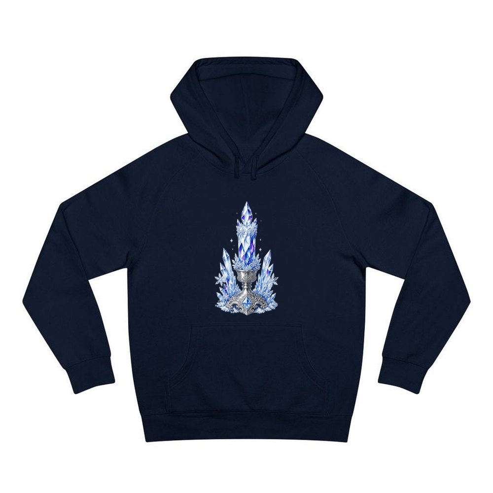 Ice Crystal Candle personalised Christmas hoodie in navy
