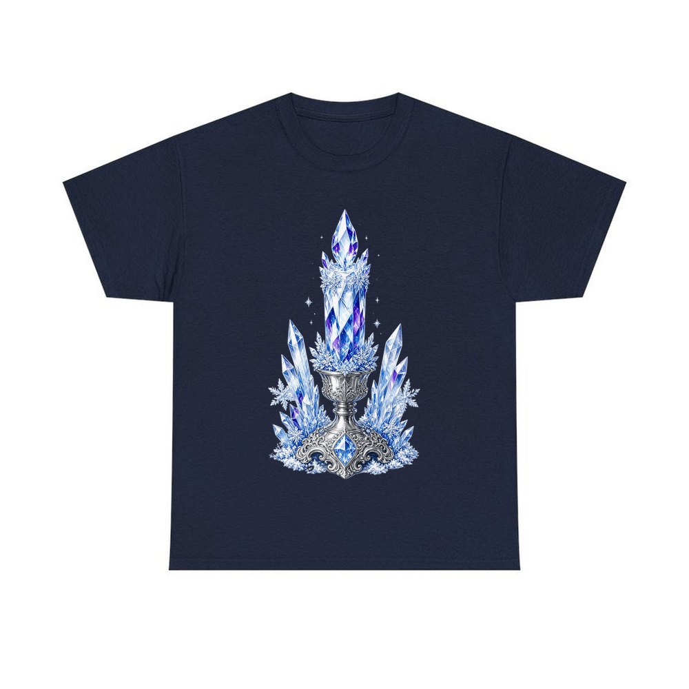 Ice Crystal Candle personalised Christmas T-shirt in navy