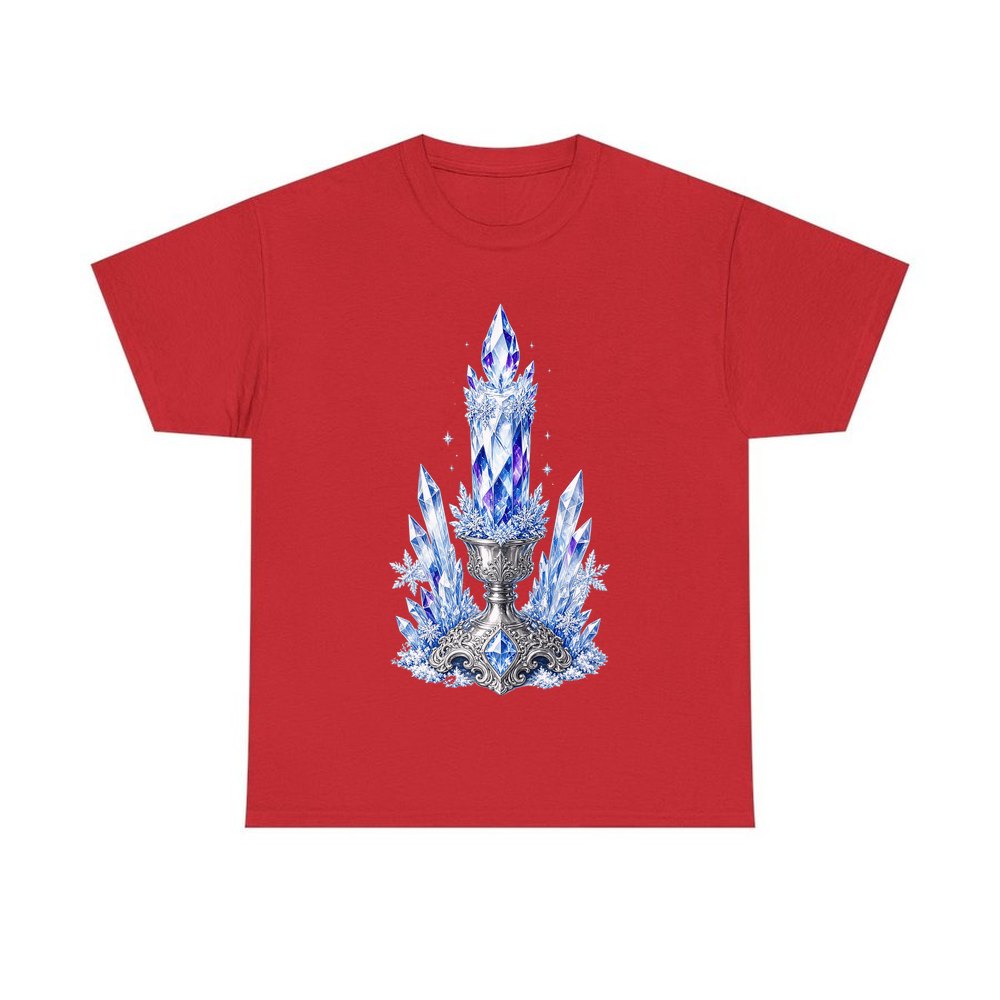 Ice Crystal Candle personalised Christmas T-shirt in red