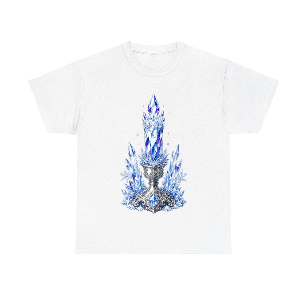 Ice Crystal Candle personalised Christmas T-shirt in white