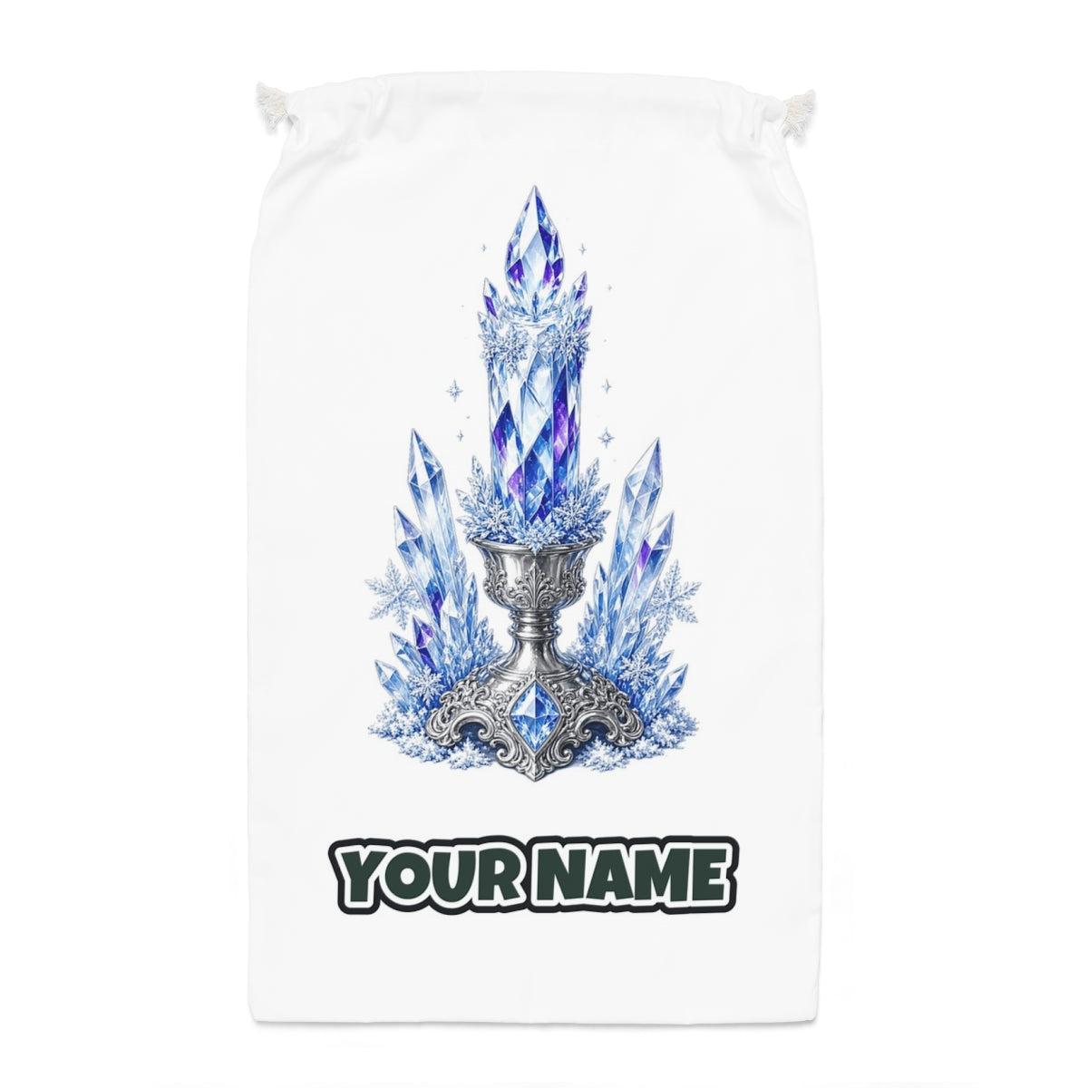 Ice Crystal Candle Santa sack laid flat, showing the full print