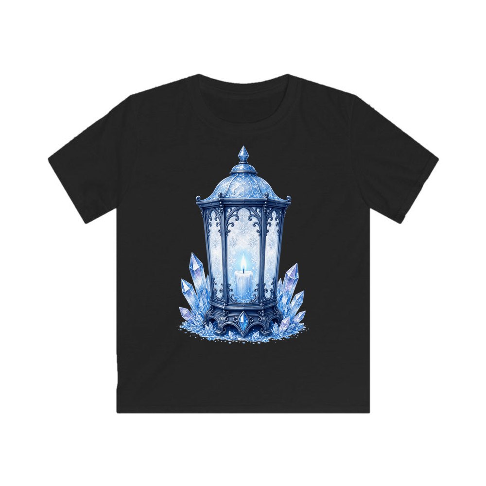 Ice Crystal Lantern personalised kids Christmas tee in black