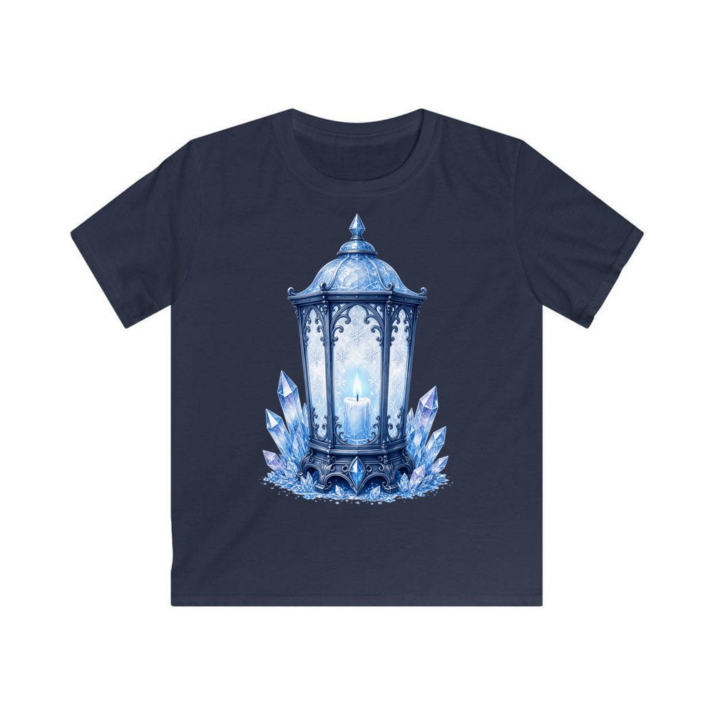 Ice Crystal Lantern personalised kids Christmas tee in navy