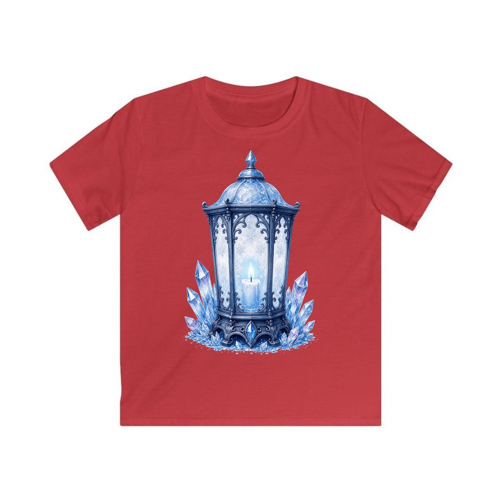Ice Crystal Lantern personalised kids Christmas tee in red