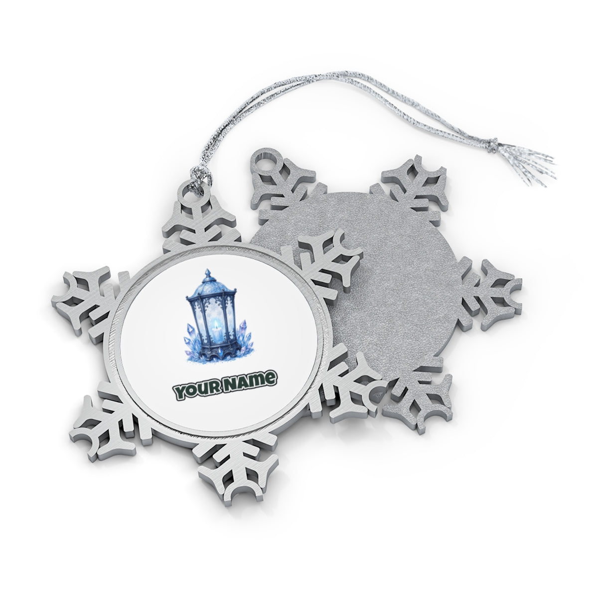 Ice Crystal Lantern Personalised Pewter Christmas Ornament