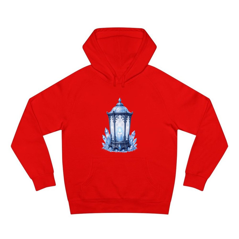 Ice Crystal Lantern personalised Christmas hoodie in red
