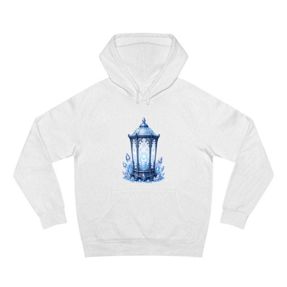 Ice Crystal Lantern personalised Christmas hoodie in white