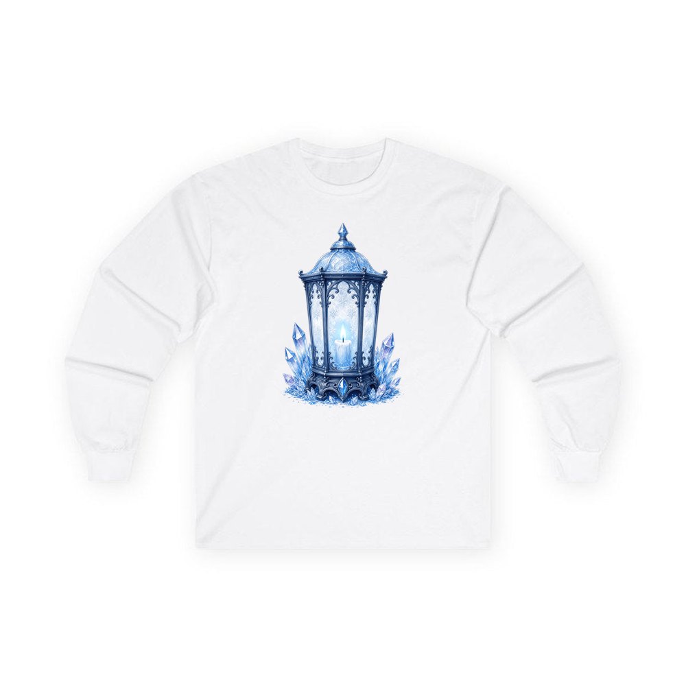 Ice Crystal Lantern personalised long sleeve Christmas T-shirt in white