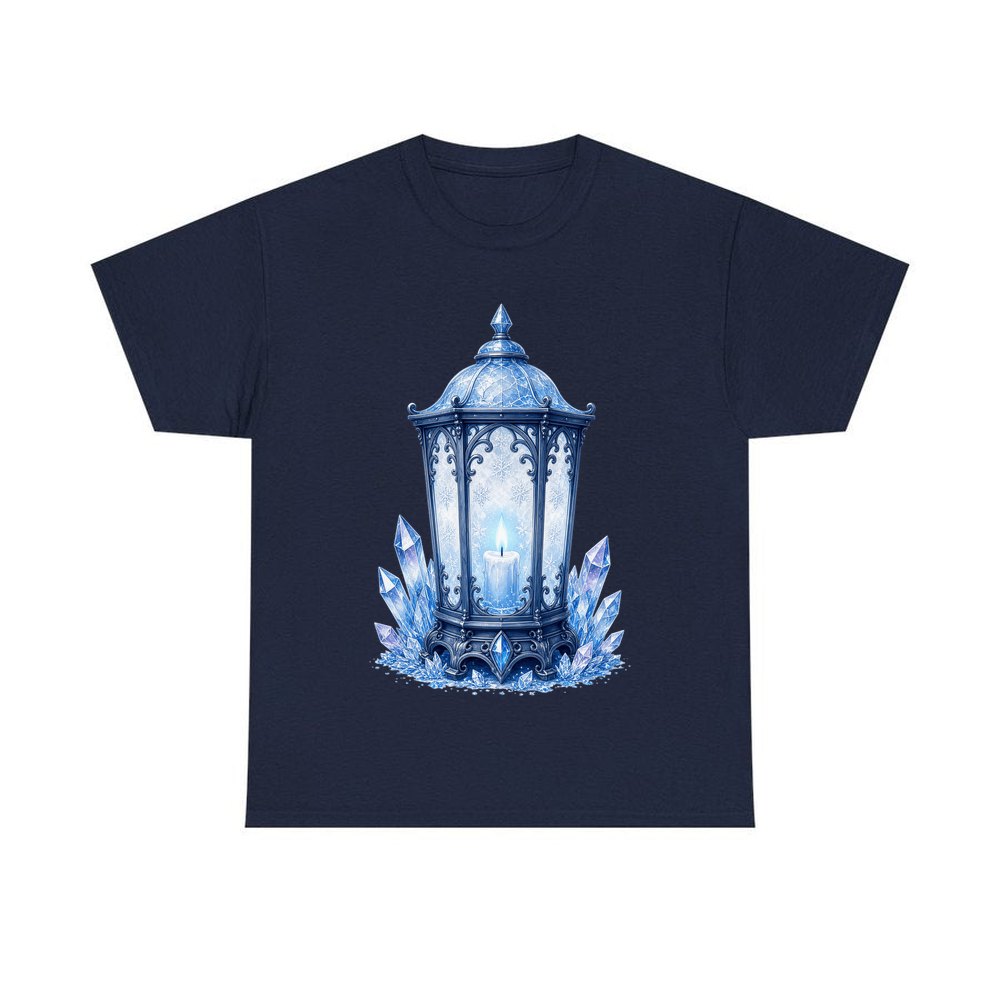 Ice Crystal Lantern personalised Christmas T-shirt in navy