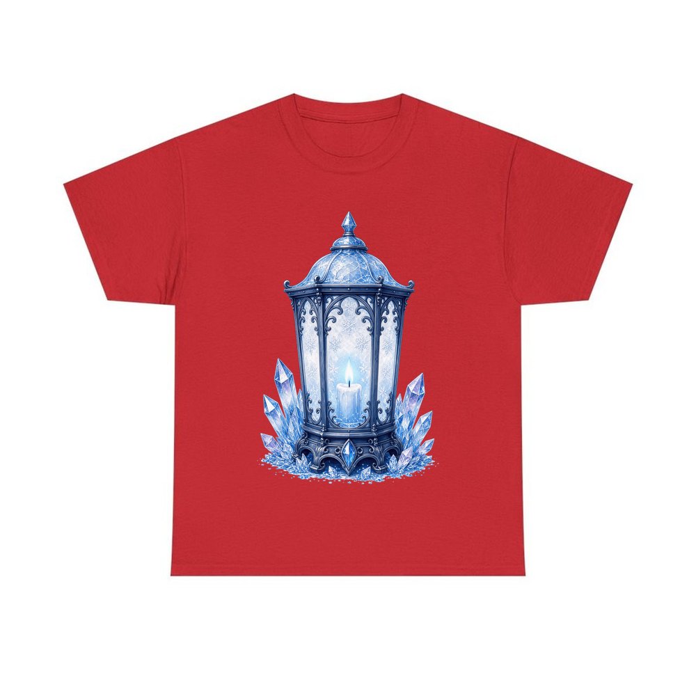 Ice Crystal Lantern personalised Christmas T-shirt in red