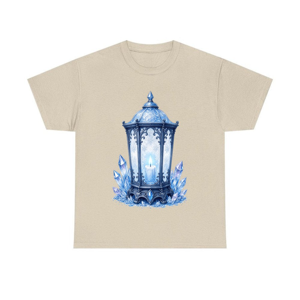 Ice Crystal Lantern personalised Christmas T-shirt in sand