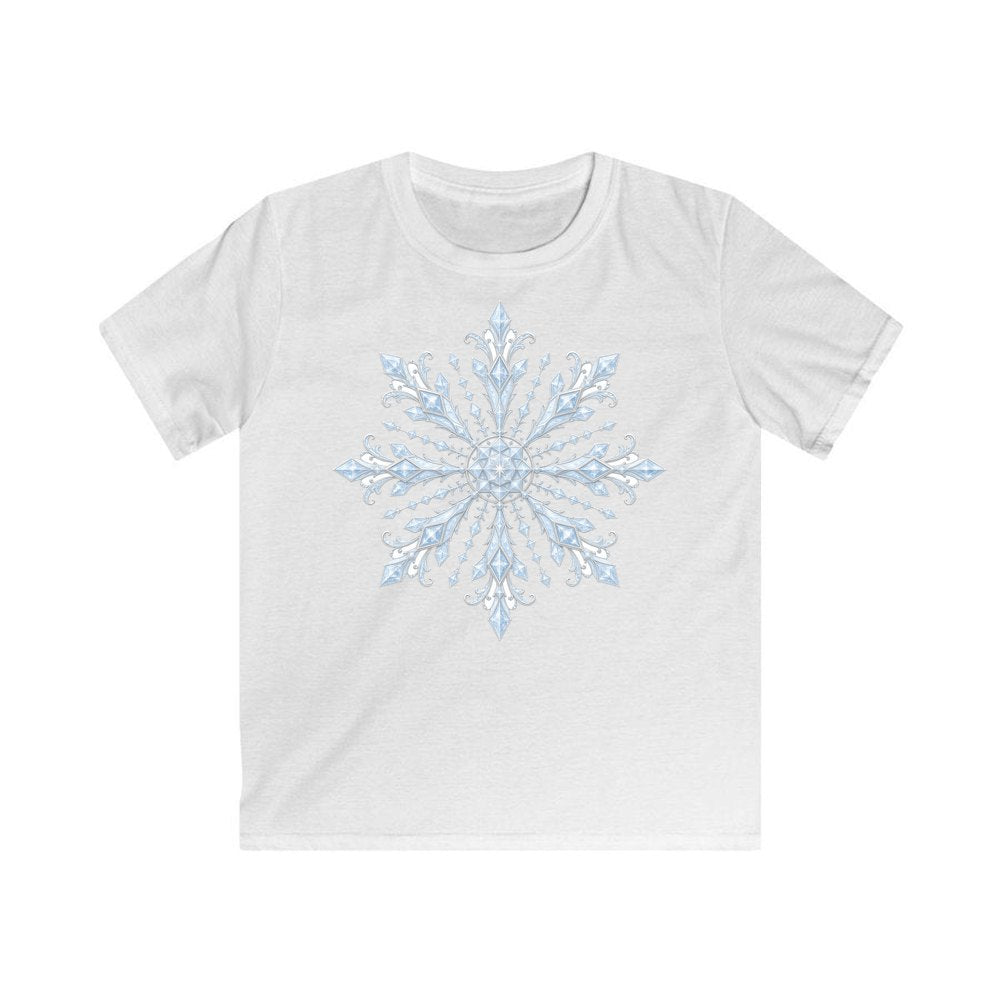 Ice Crystal Snowflake personalised kids Christmas tee in white