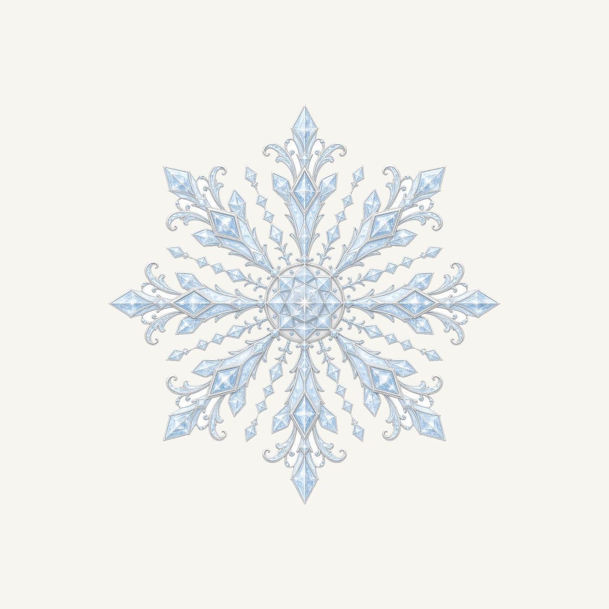Ice Crystal Snowflake Christmas artwork, the design printed on the personalised stocking