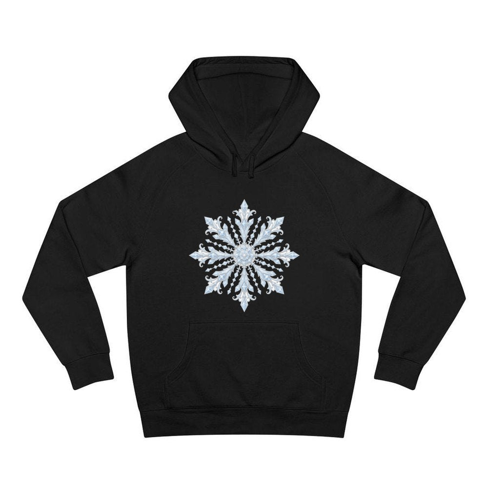 Ice Crystal Snowflake personalised Christmas hoodie in black
