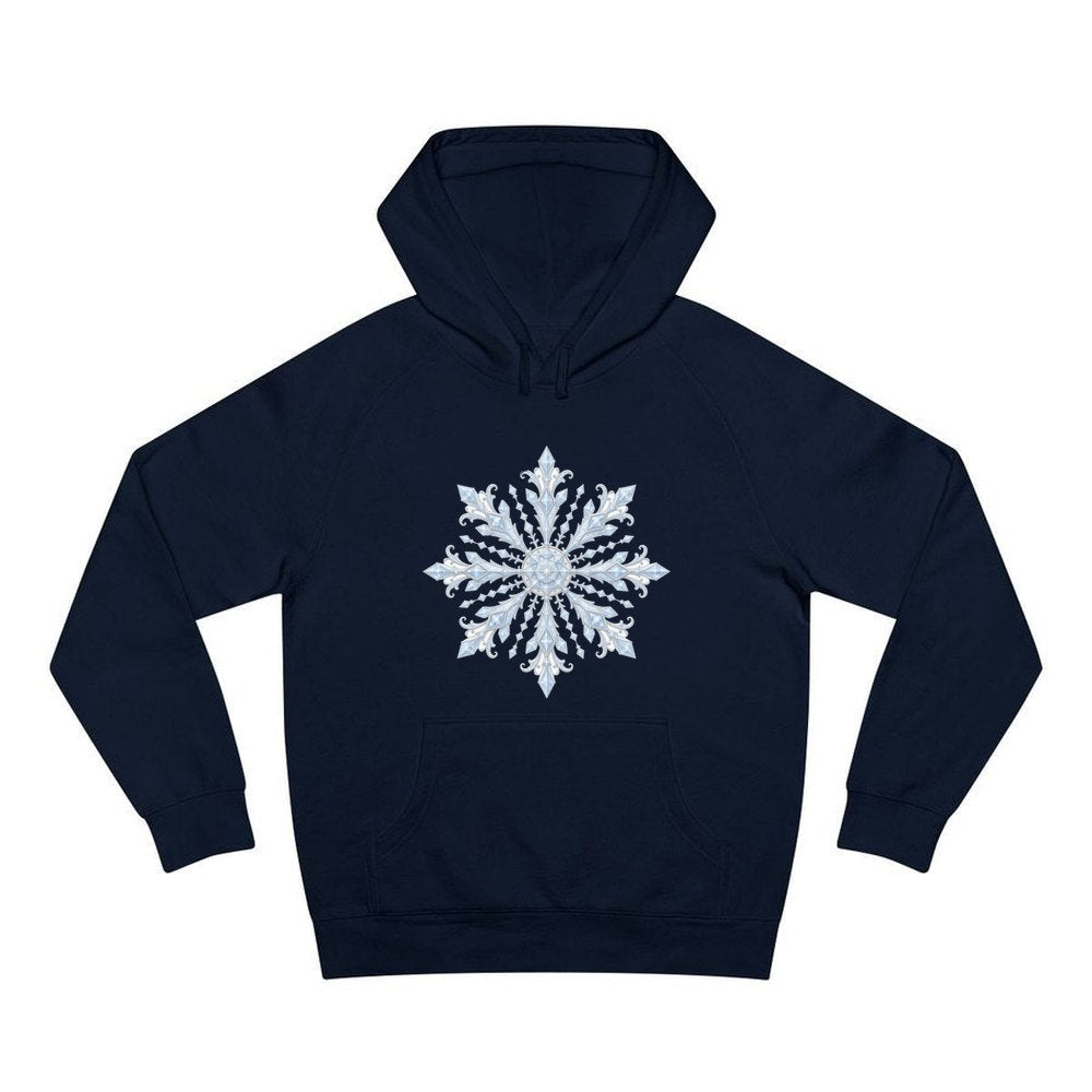 Ice Crystal Snowflake personalised Christmas hoodie in navy