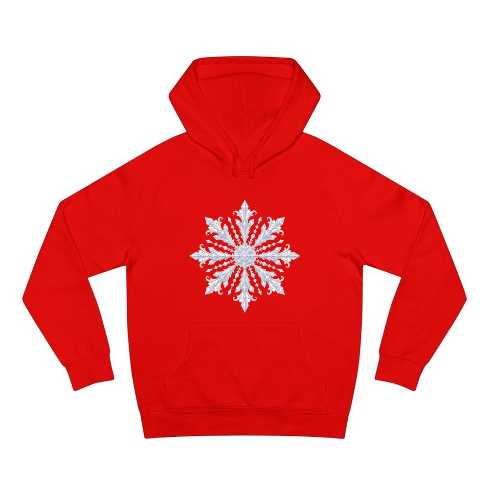 Ice Crystal Snowflake personalised Christmas hoodie in red