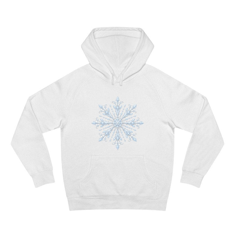 Ice Crystal Snowflake personalised Christmas hoodie in white