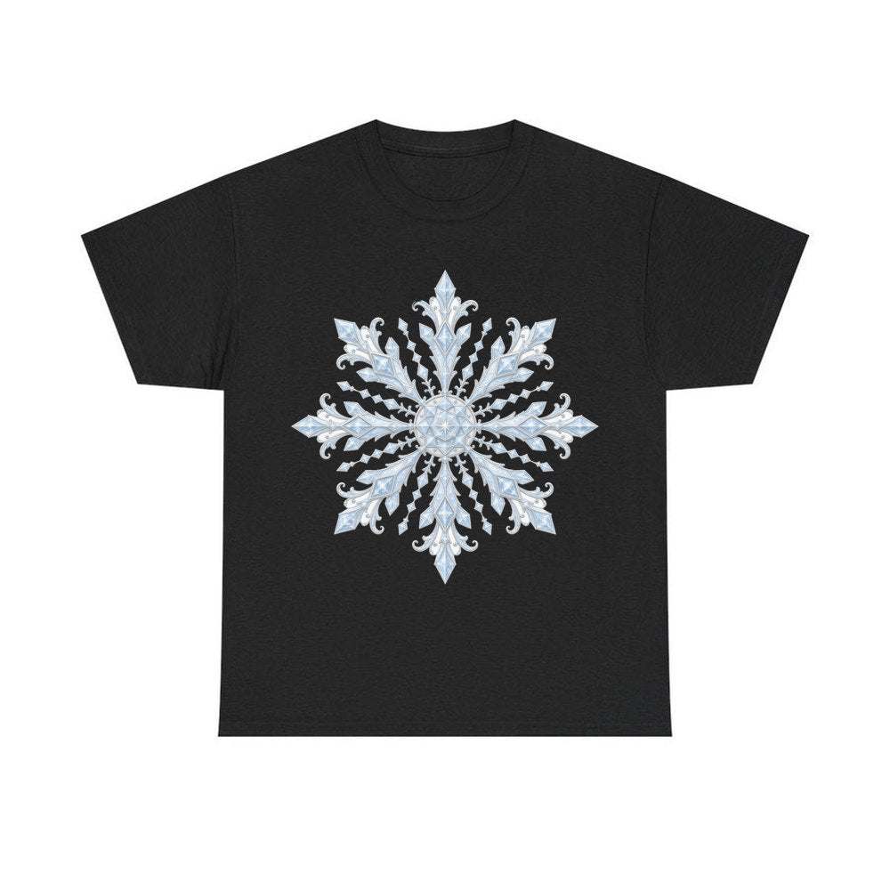 Ice Crystal Snowflake personalised Christmas T-shirt in black