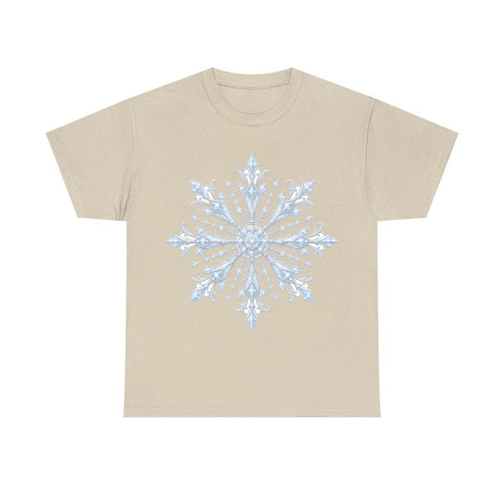 Ice Crystal Snowflake personalised Christmas T-shirt in sand