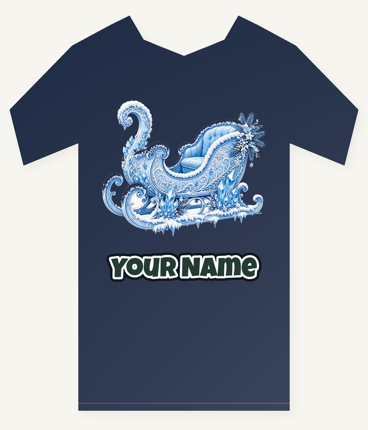 Ice Crystal Winter Sleigh Personalised Kids Tee and Baby Bodysuit