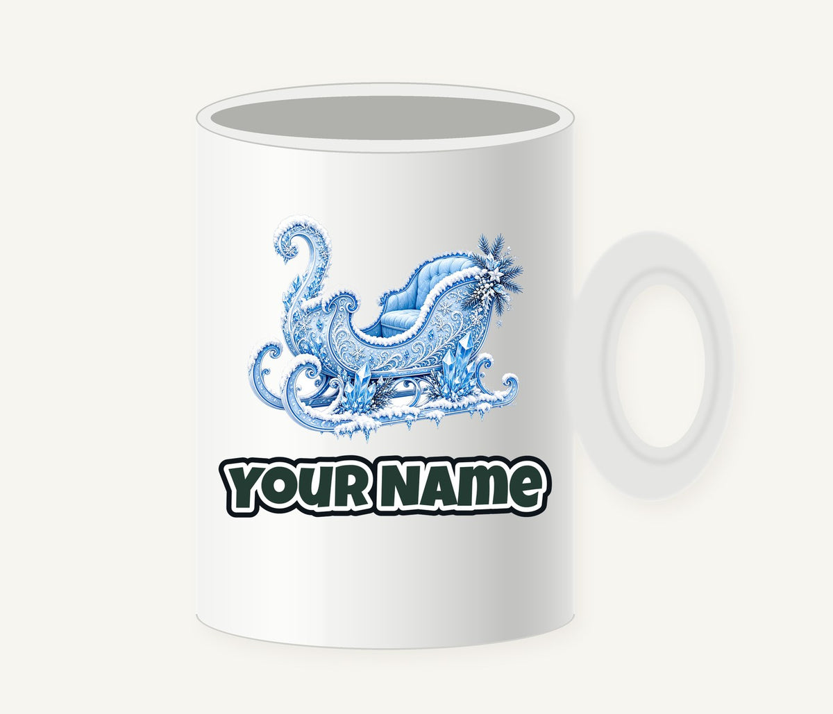 Ice Crystal Winter Sleigh Personalised Christmas Mug