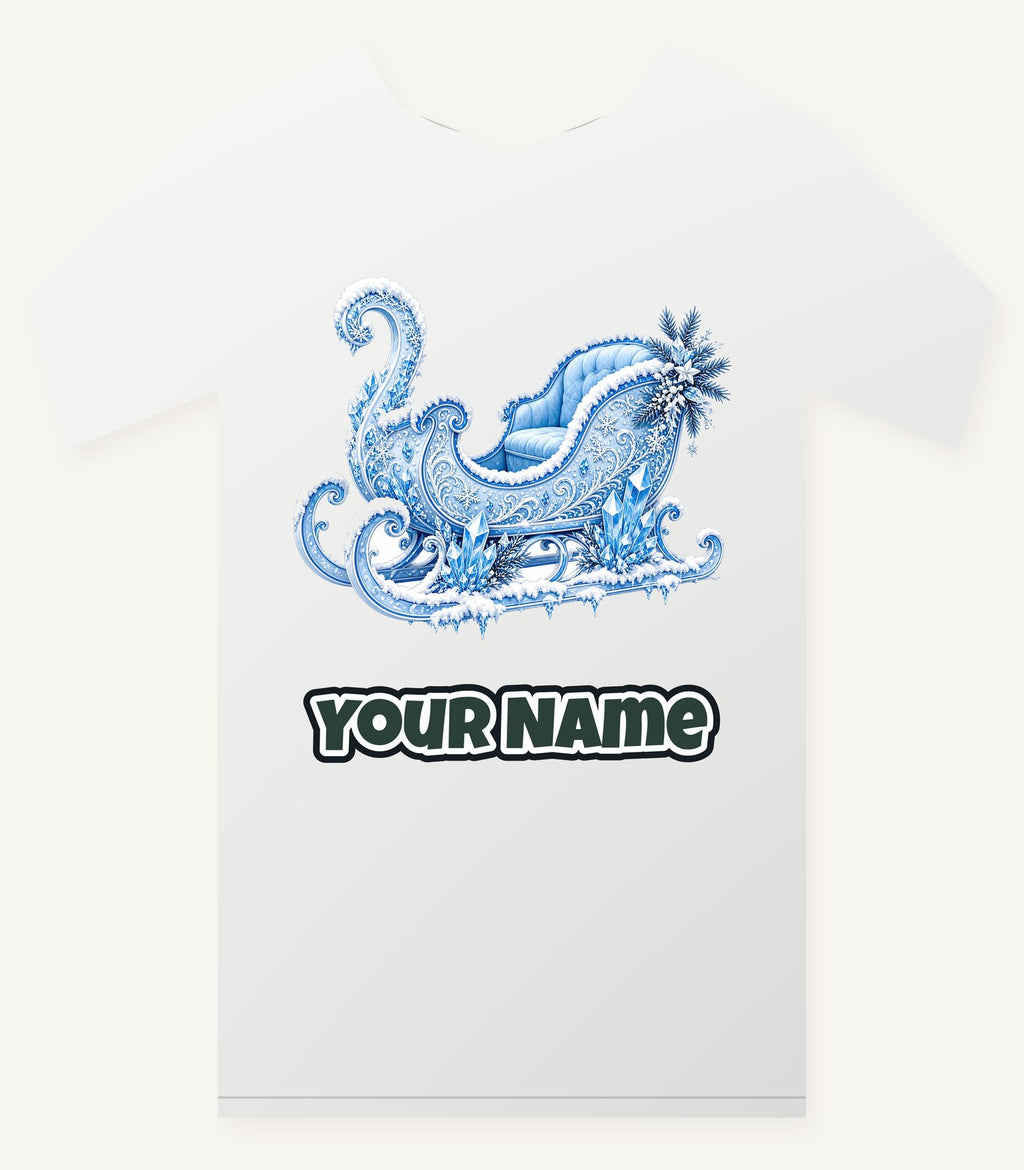 Ice Crystal Winter Sleigh Personalised Christmas T-Shirt and Hoodie