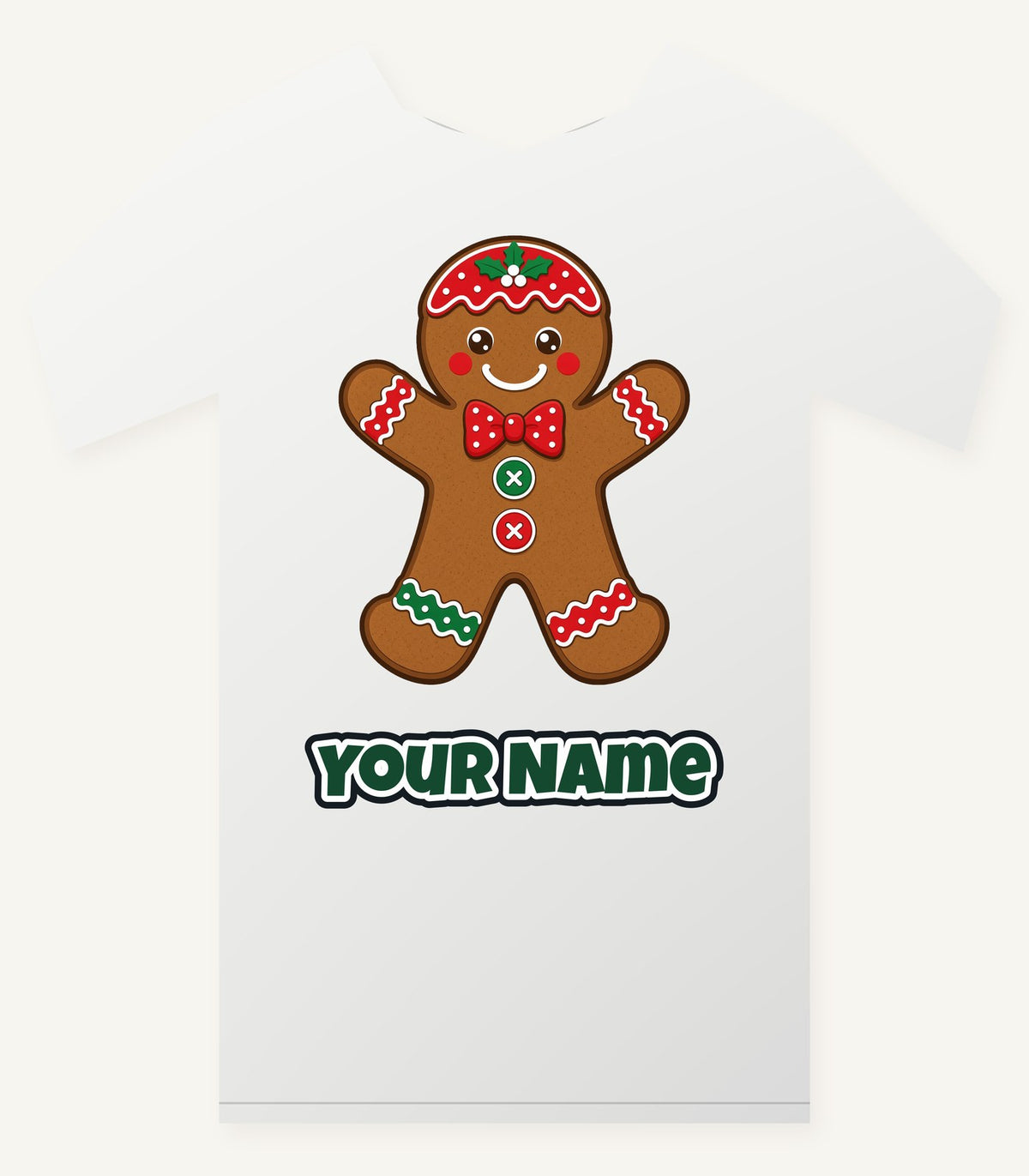 Iced Gingerbread Man Biscuit Personalised Christmas T-Shirt and Hoodie