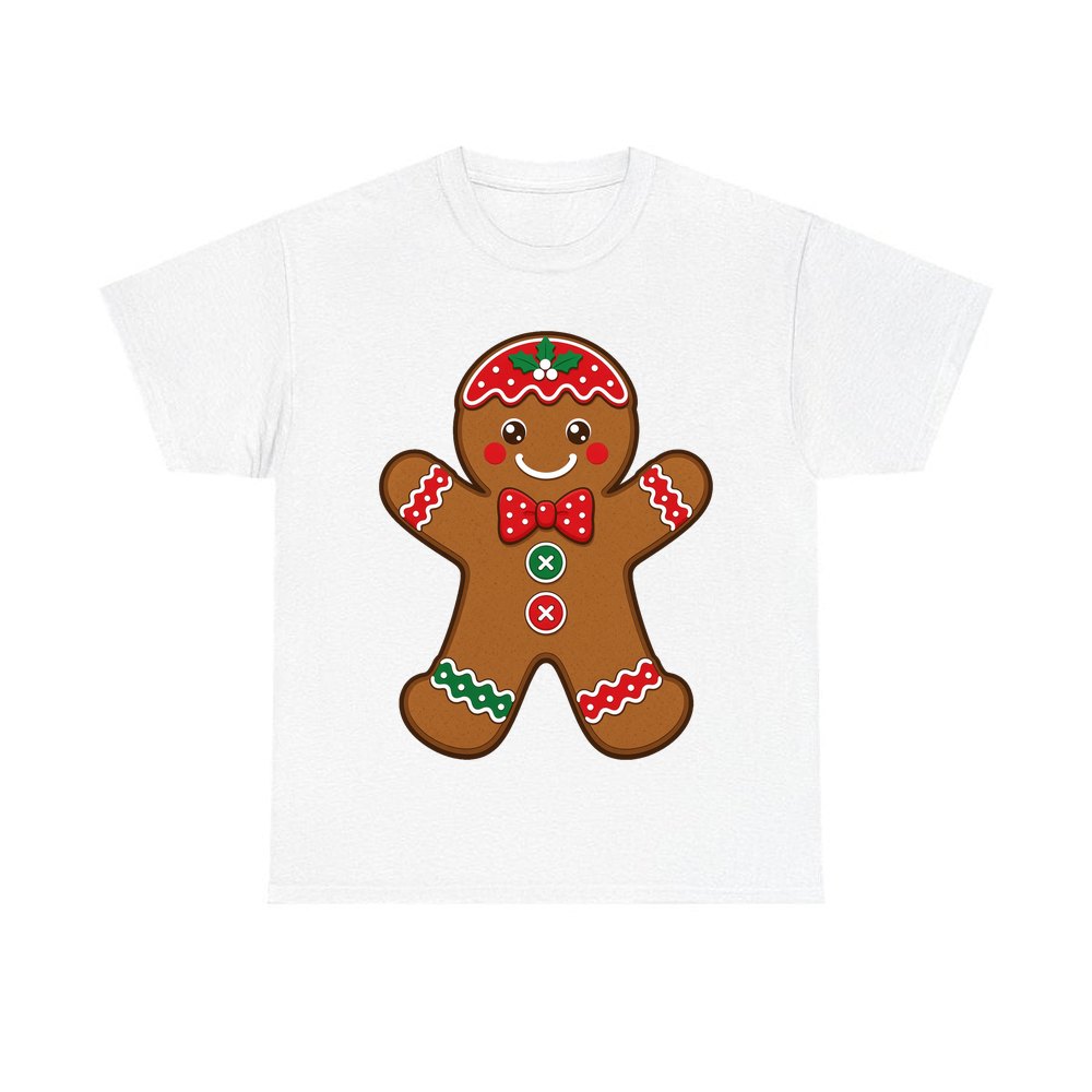 Iced Gingerbread Man Biscuit personalised Christmas T-shirt in white