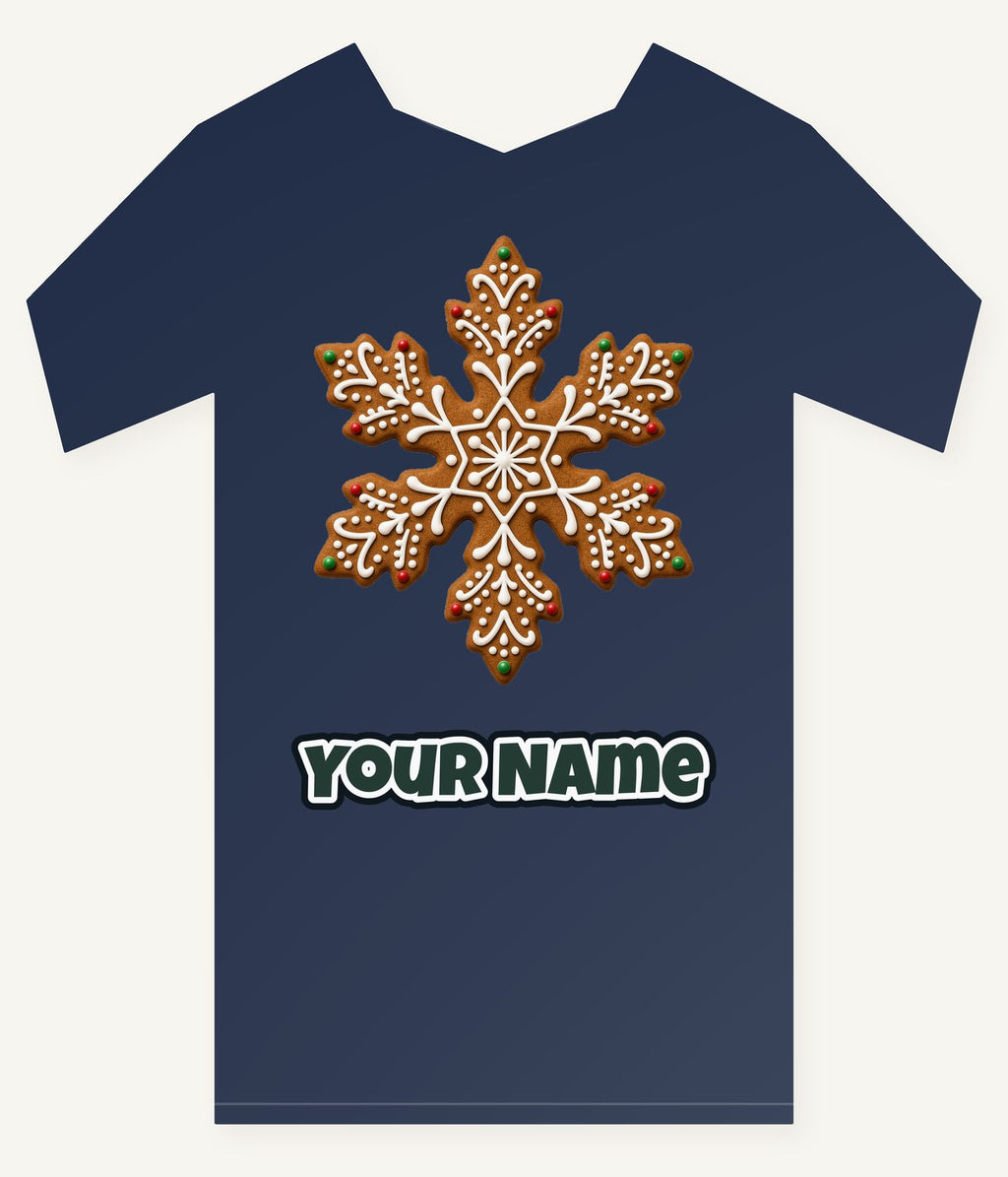 Iced Gingerbread Snowflake Biscuit Personalised Kids Tee and Baby Bodysuit