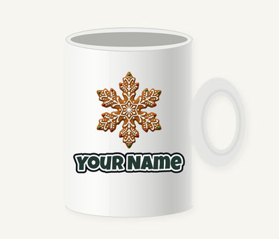 Iced Gingerbread Snowflake Biscuit Personalised Christmas Mug