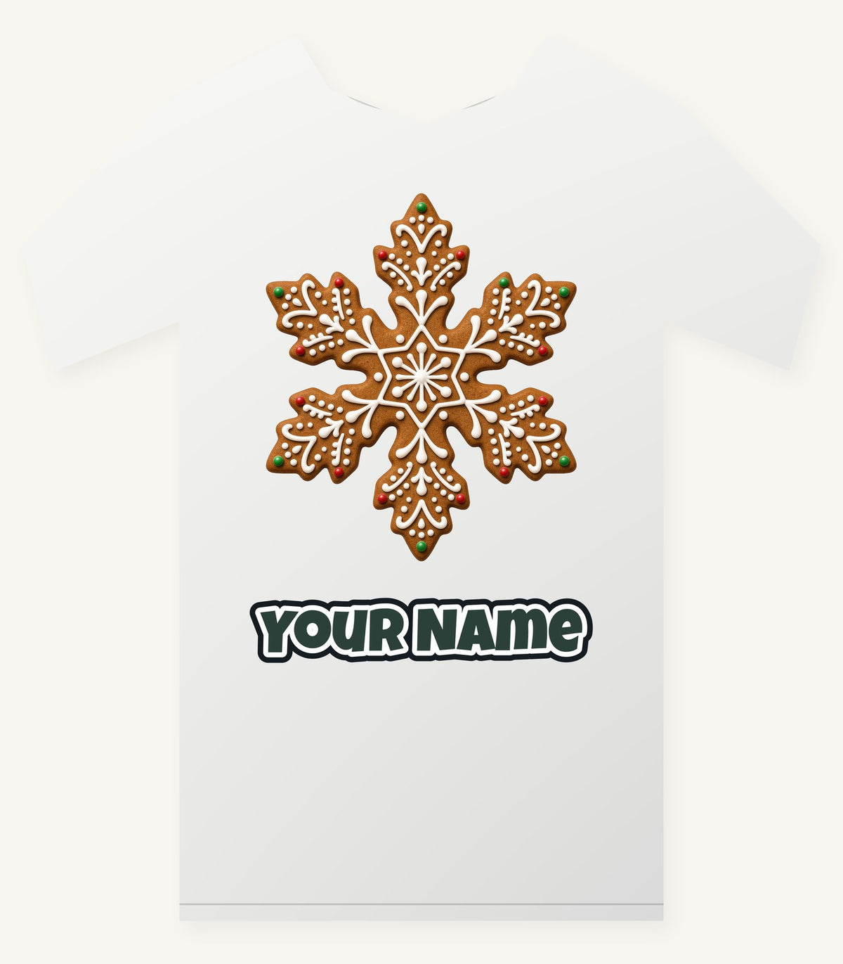 Iced Gingerbread Snowflake Biscuit Personalised Christmas T-Shirt and Hoodie