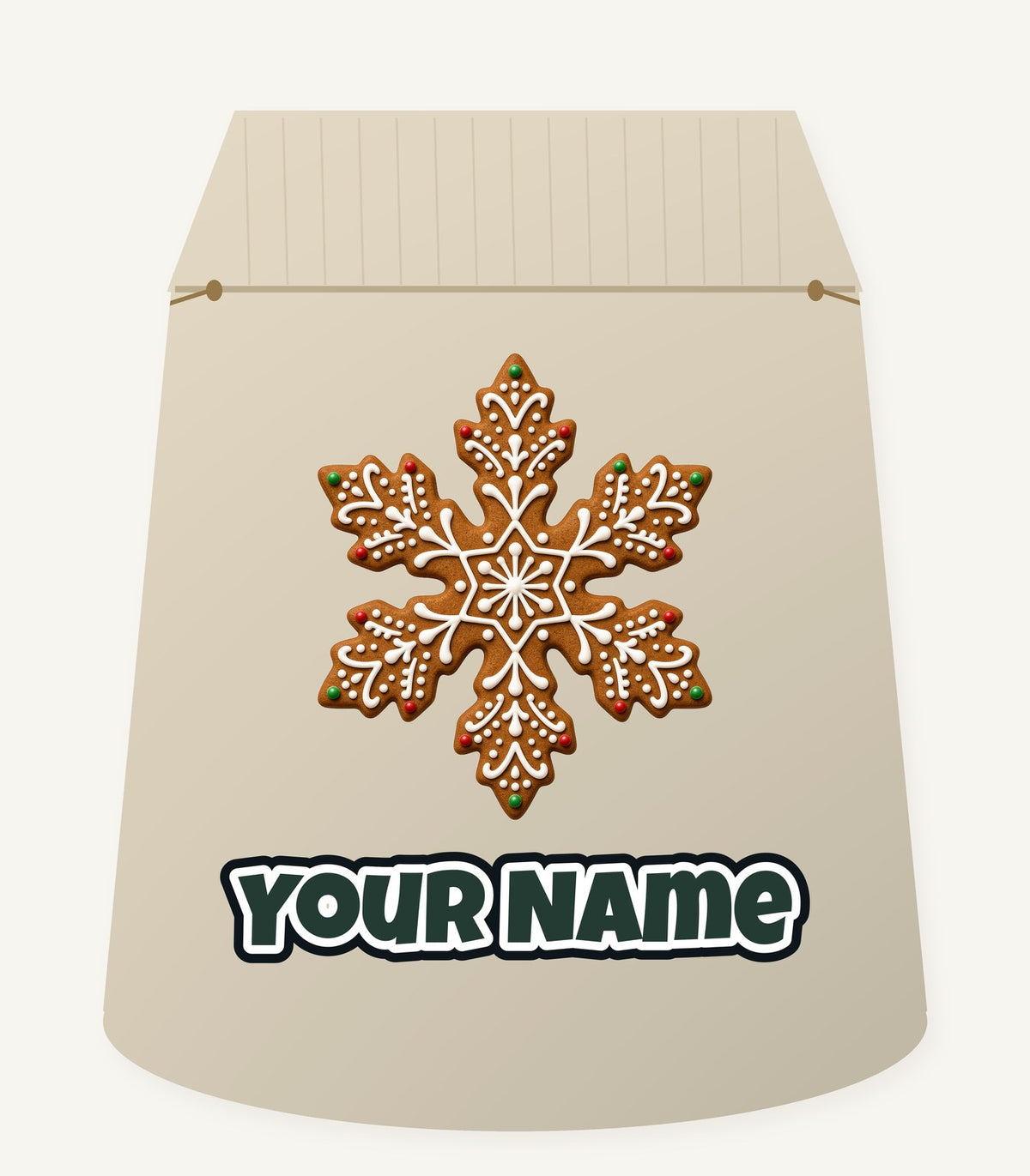 Iced Gingerbread Snowflake Biscuit Personalised Santa Sack