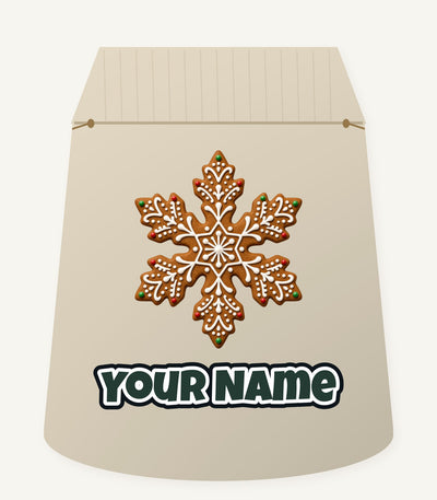 Iced Gingerbread Snowflake Biscuit Personalised Santa Sack