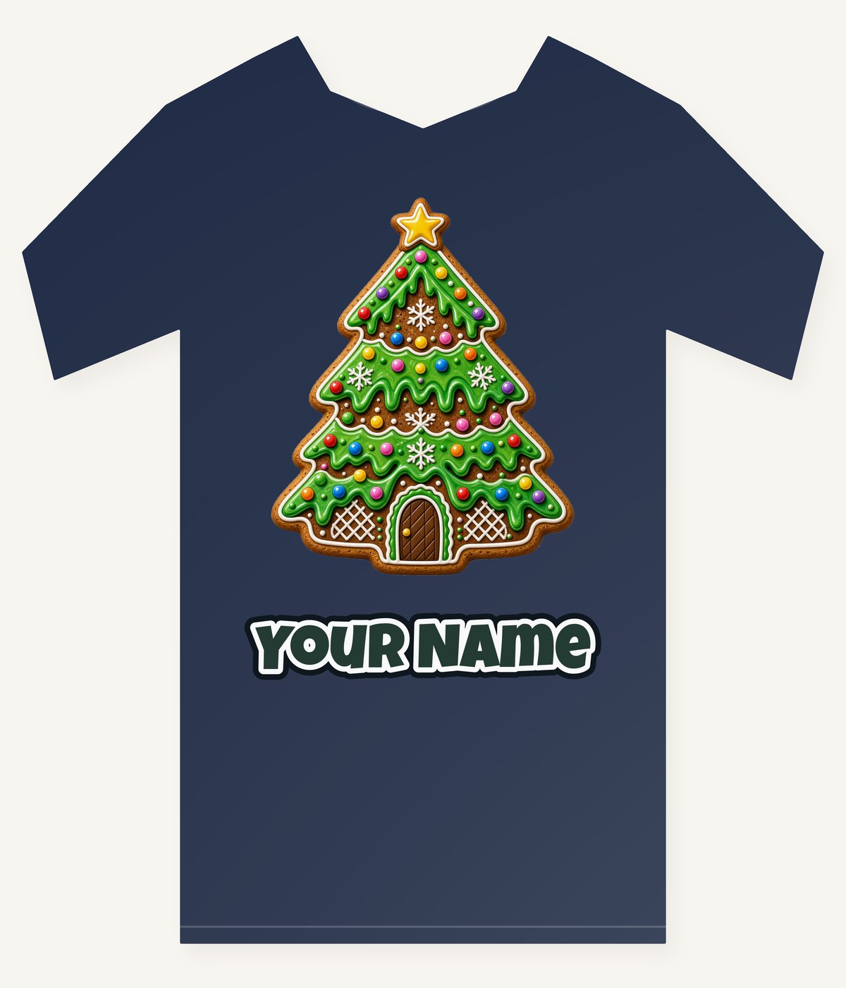 Iced Gingerbread Tree Personalised Kids Tee and Baby Bodysuit