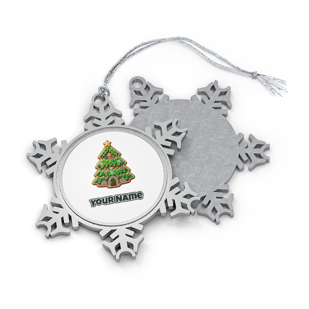 Iced Gingerbread Tree Personalised Pewter Christmas Ornament