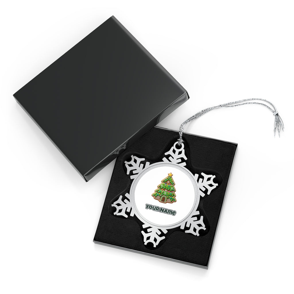 Iced Gingerbread Tree Personalised Pewter Christmas Ornament
