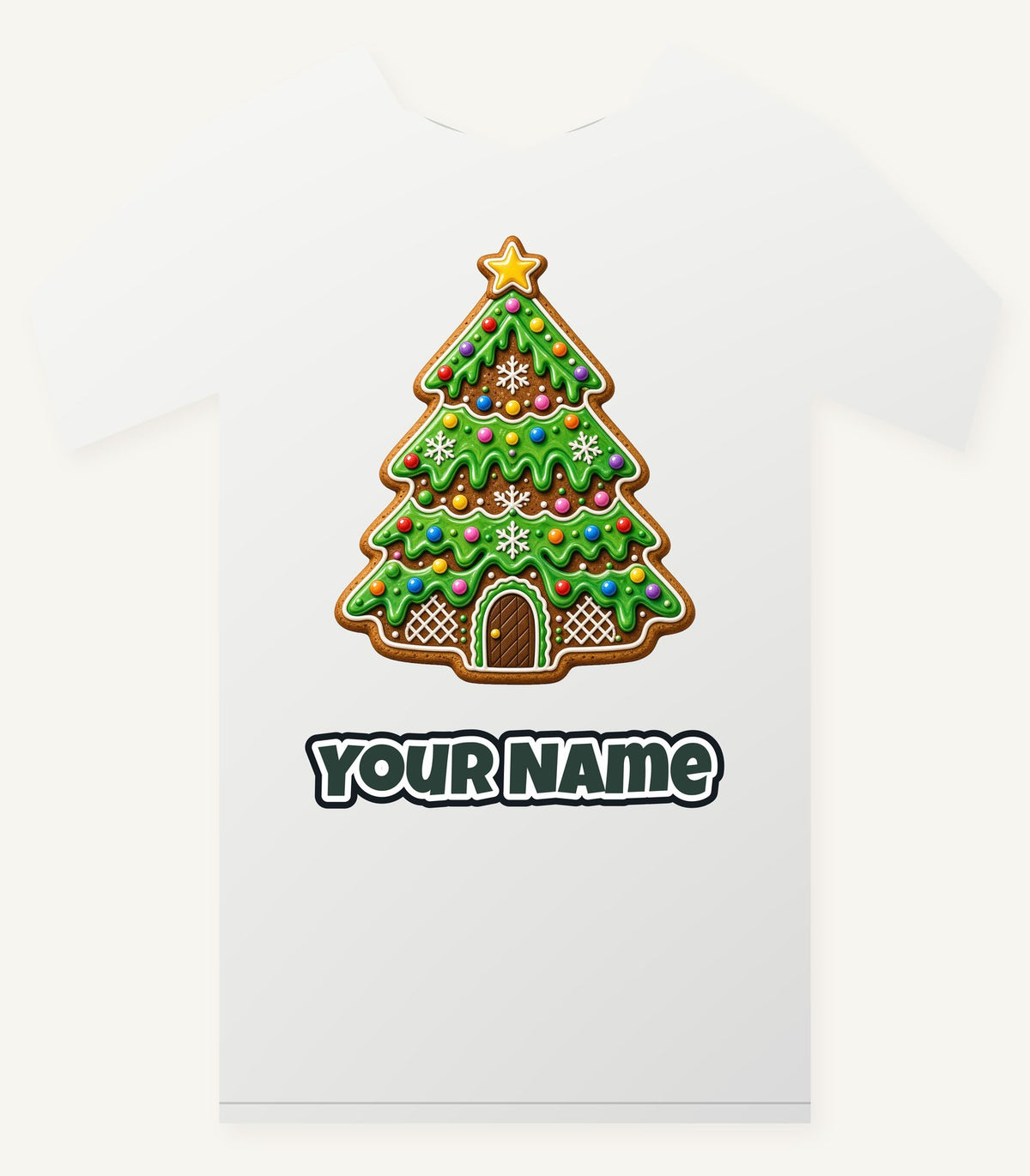 Iced Gingerbread Tree Personalised Christmas T-Shirt and Hoodie