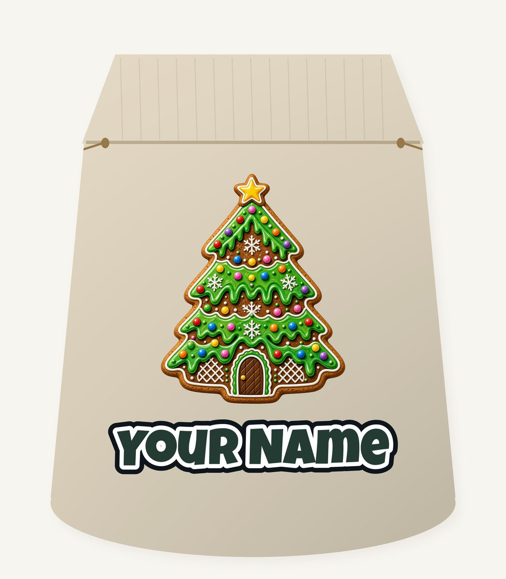 Iced Gingerbread Tree Personalised Santa Sack