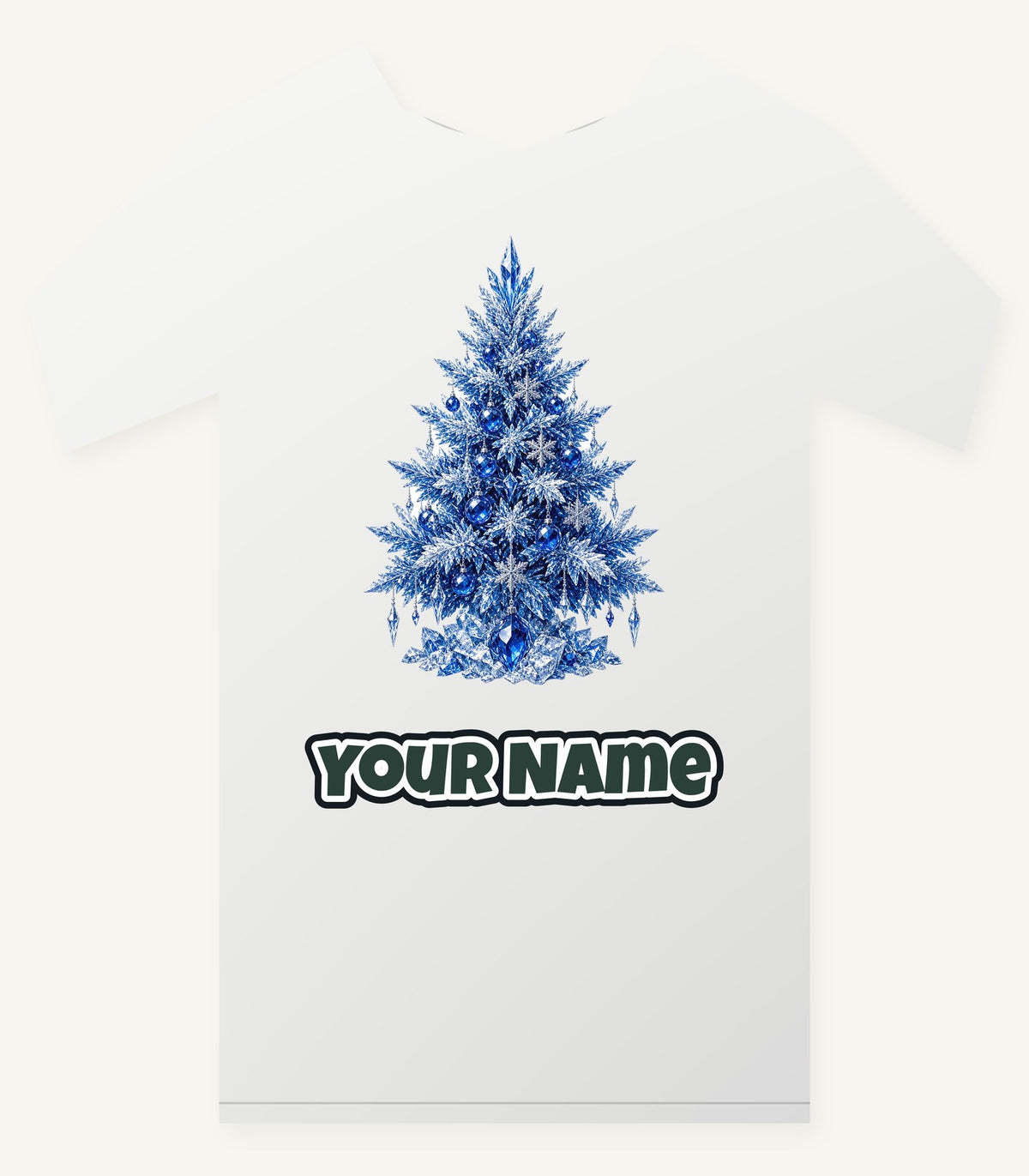 Icy Blue Crystal Tree Personalised Christmas T-Shirt and Hoodie