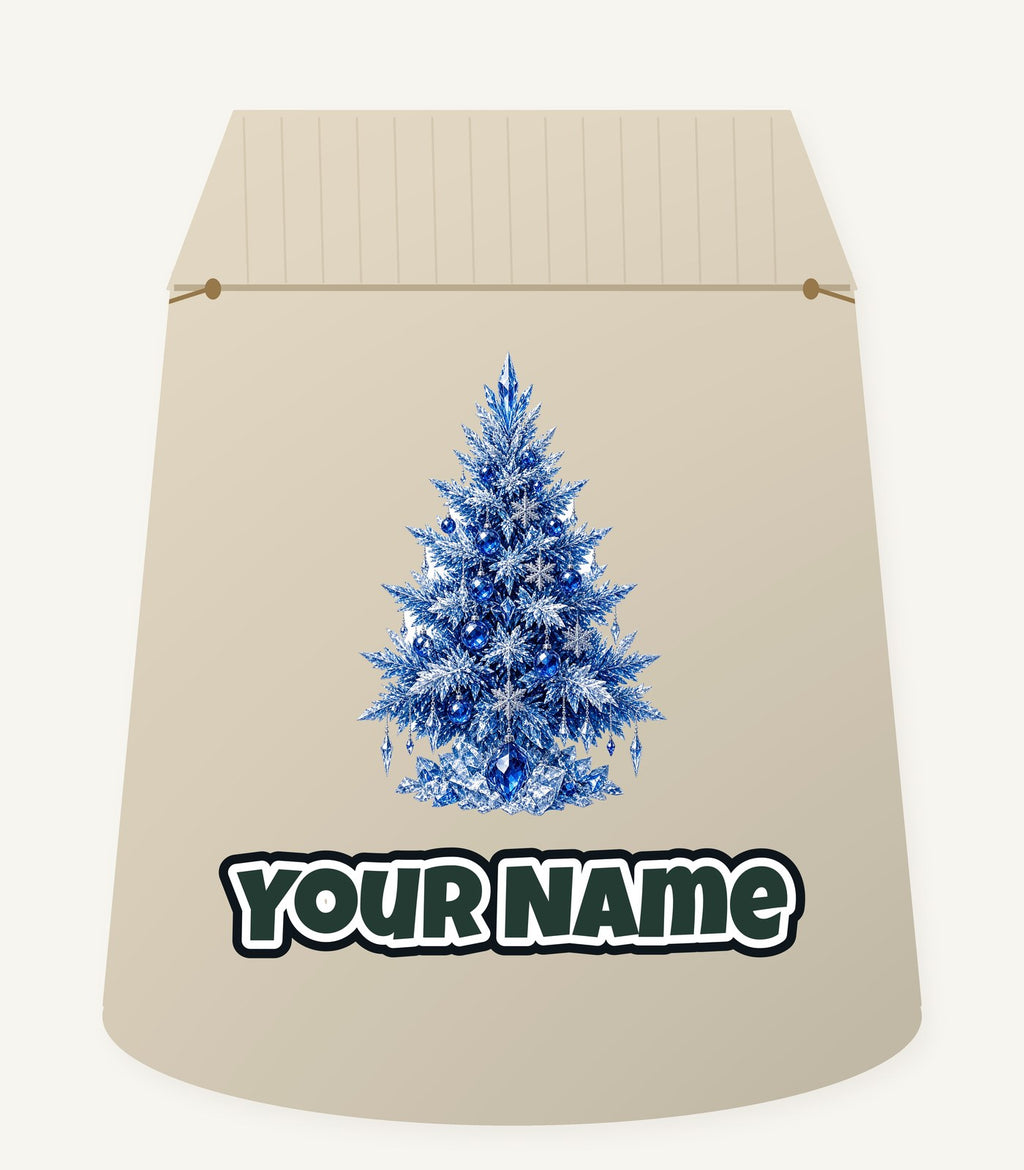 Icy Blue Crystal Tree Personalised Santa Sack