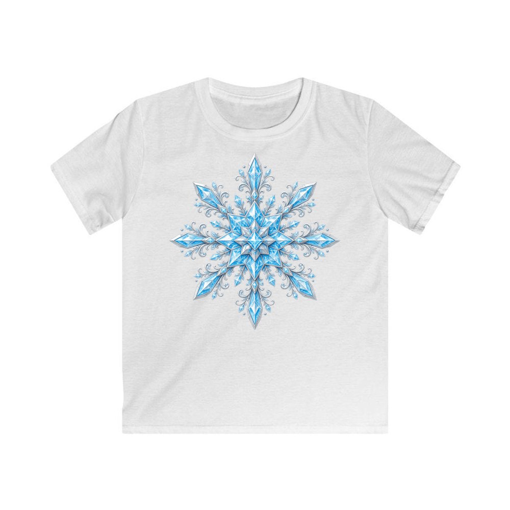 Icy Crystal Snowflake personalised kids Christmas tee in white