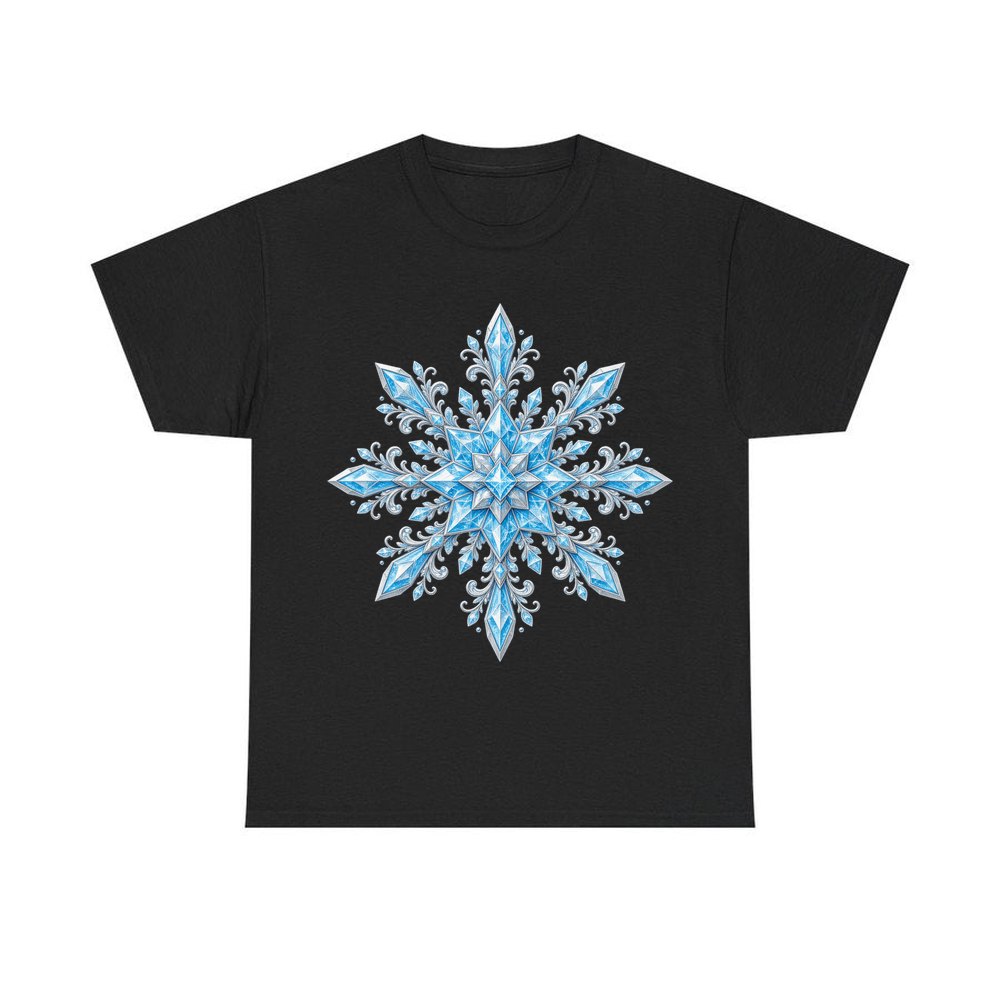 Icy Crystal Snowflake personalised Christmas T-shirt in black