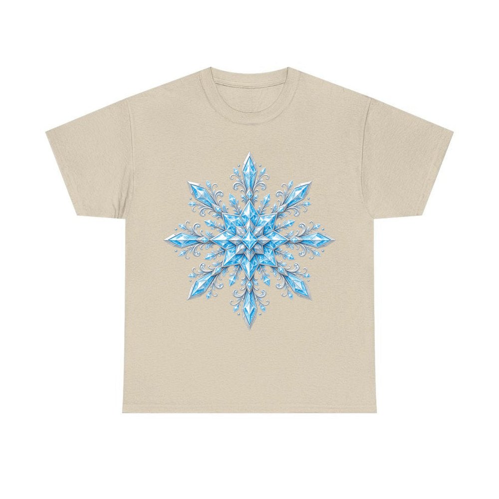 Icy Crystal Snowflake personalised Christmas T-shirt in sand