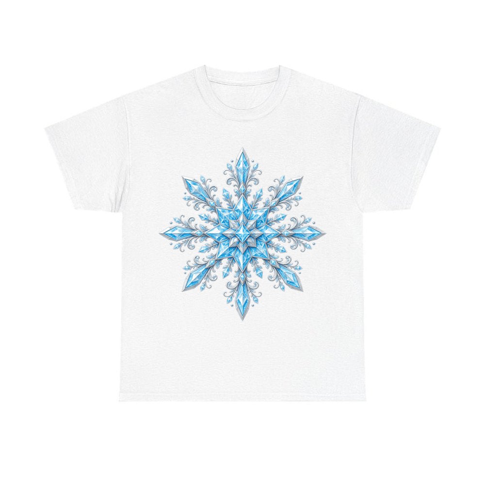Icy Crystal Snowflake personalised Christmas T-shirt in white