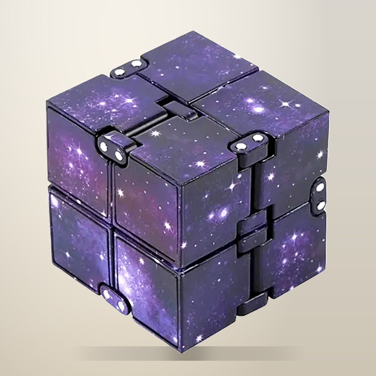 GENUX Infinity Cube Fidget Toy, Purple Starry Sky, on a plain cream background