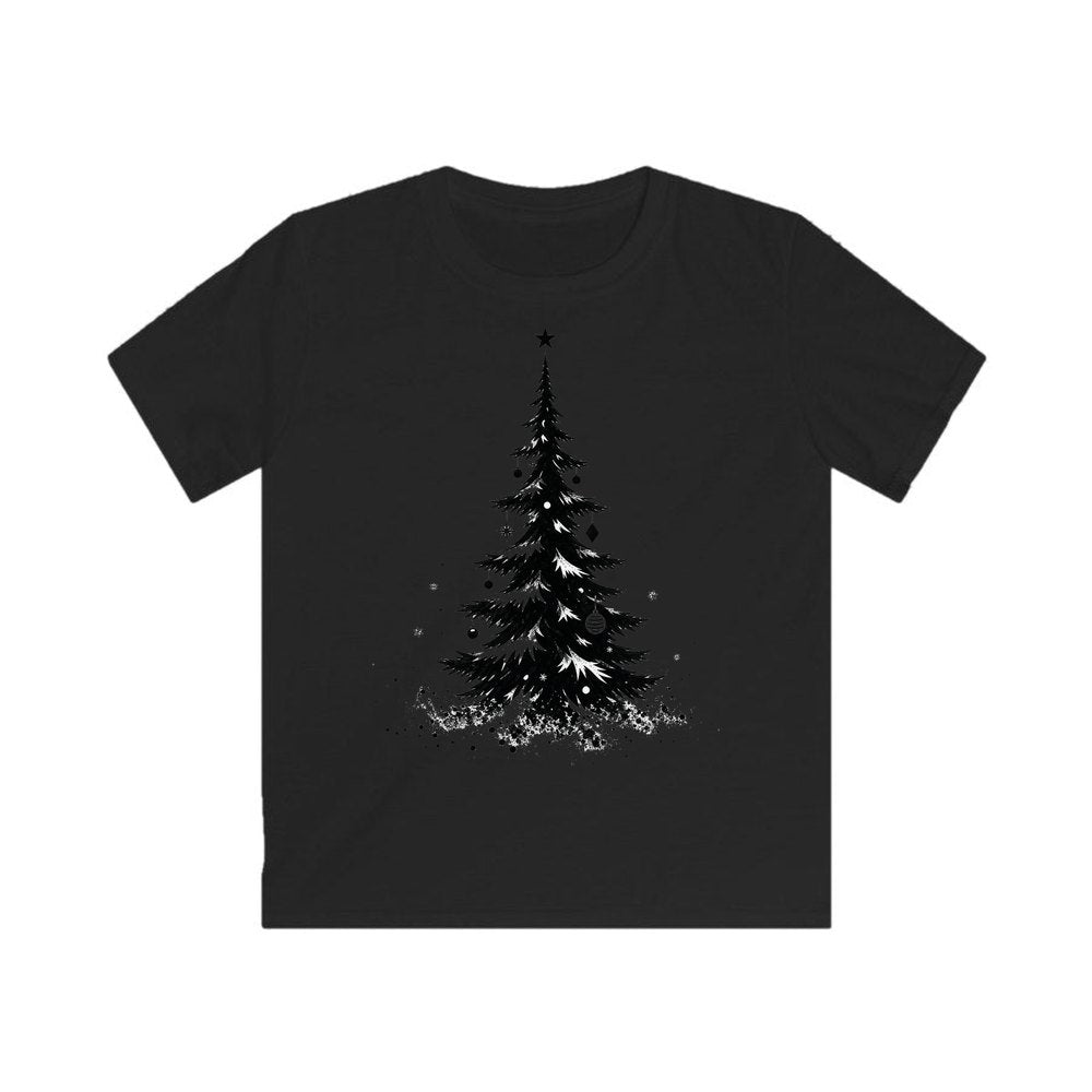 Ink Sketch Christmas Tree personalised kids Christmas tee in black