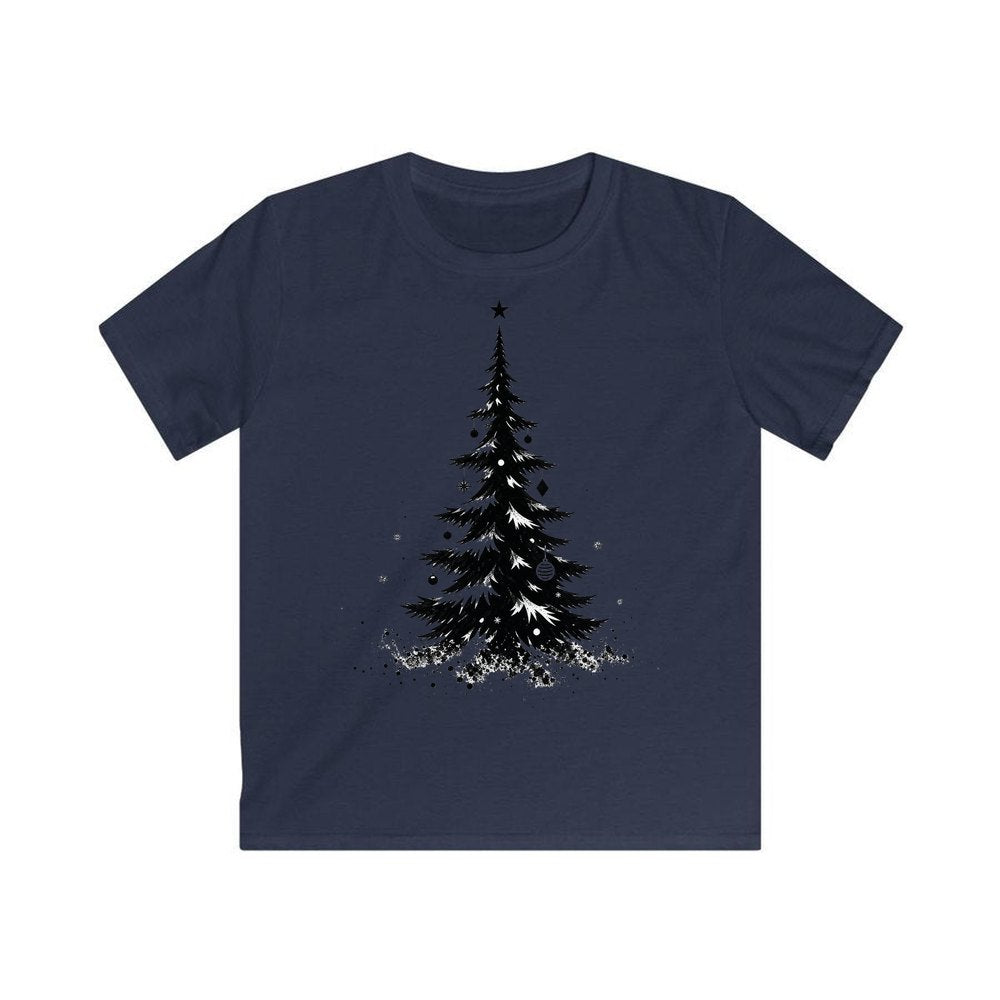 Ink Sketch Christmas Tree personalised kids Christmas tee in navy